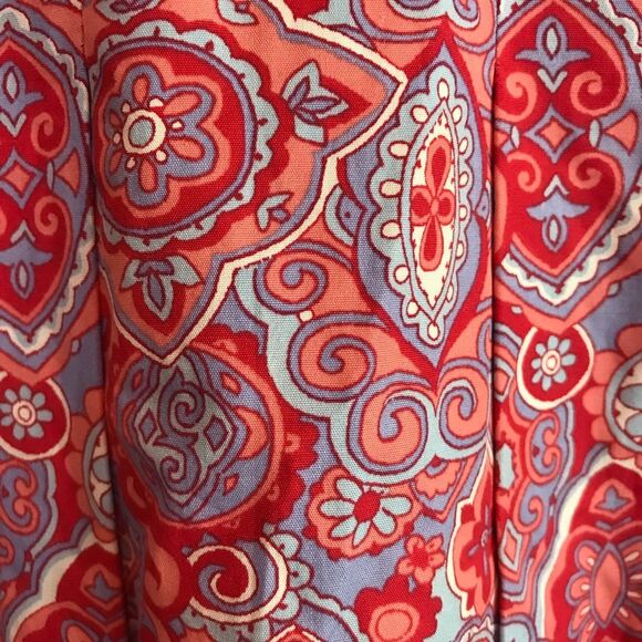Talbots Medallion Fit & Flare Midi Dress Women's Size 10 Red & Blue Paisley - Picture 9 of 12
